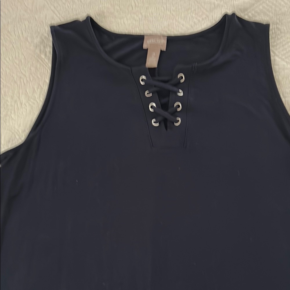 Chico's Dark Blue Lace-Up Tank dress
